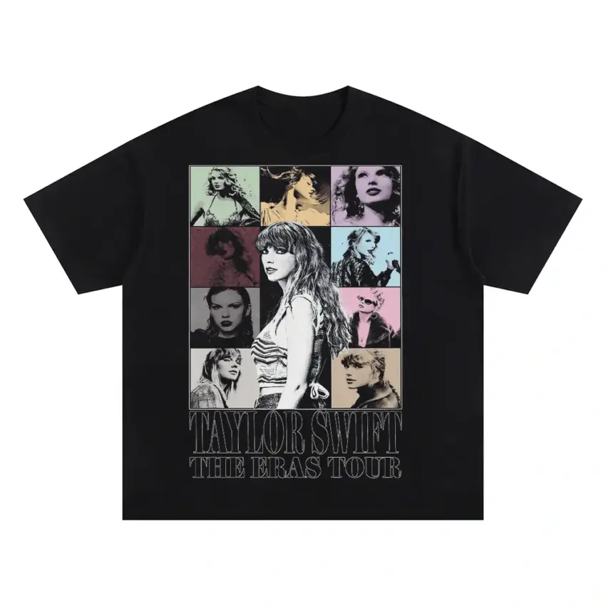 Taylor Swift Eras Tour Collage Oversized Black Graphic Tee