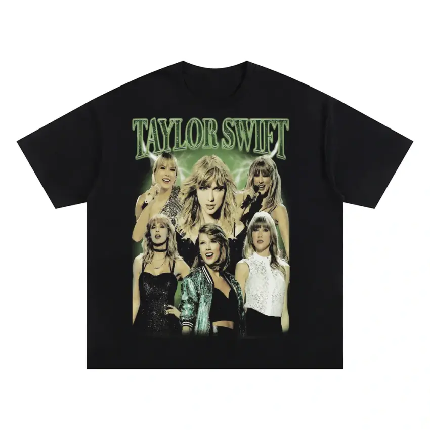 Taylor Swift Album Eras Oversized Black Graphic Tee