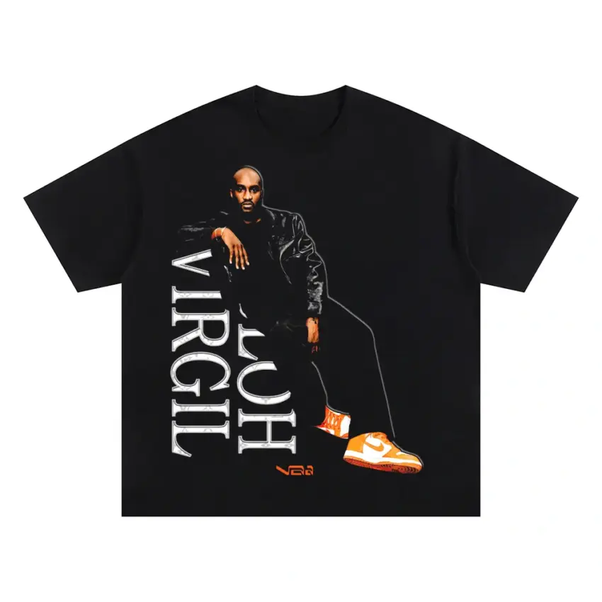 Virgil Was Here Oversized Black Graphic Tee