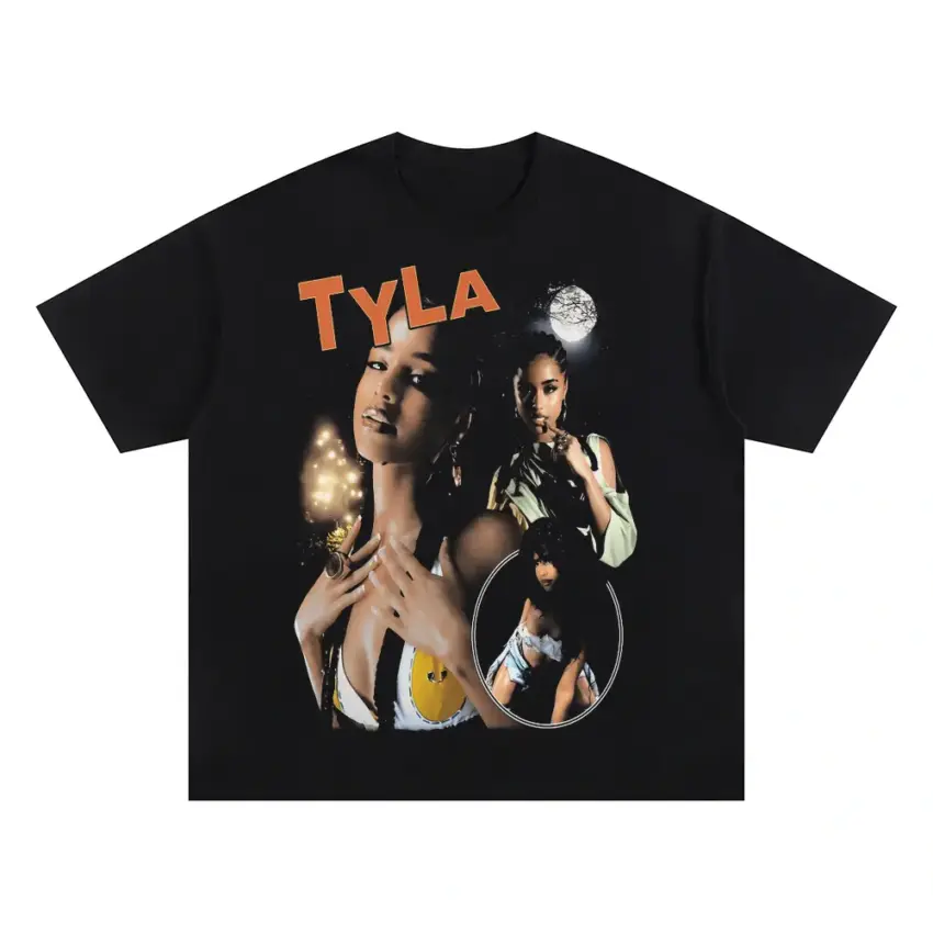 Tyla Getting Late Oversized Black Graphic Tee