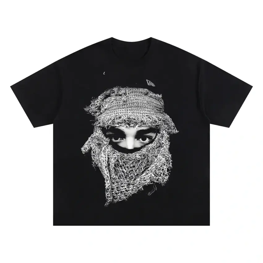 Woven Mask Mystic Oversized Black Graphic Tee