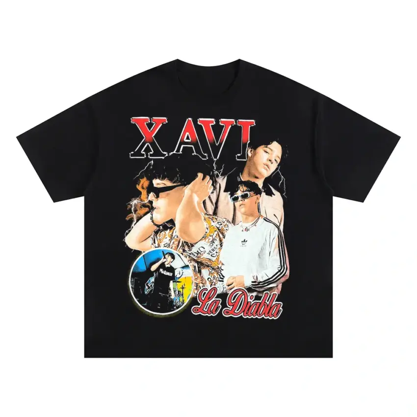 Xavi La Victima Tribute Oversized Black Graphic Tee