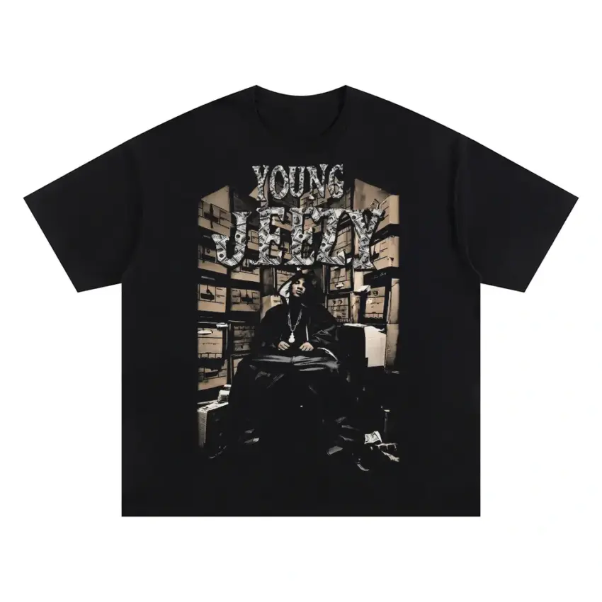 Young Jeezy Thug Motivation Oversized Black Graphic Tee
