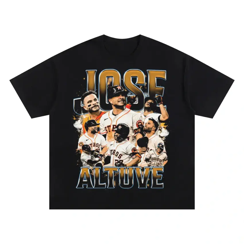 Altuve Houston Heartbeat Oversized Black Graphic Tee