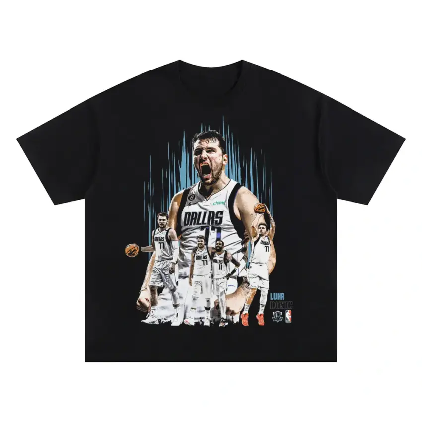 Dirk Nowitzki Mavs Legend Collage Oversized Black Graphic Tee