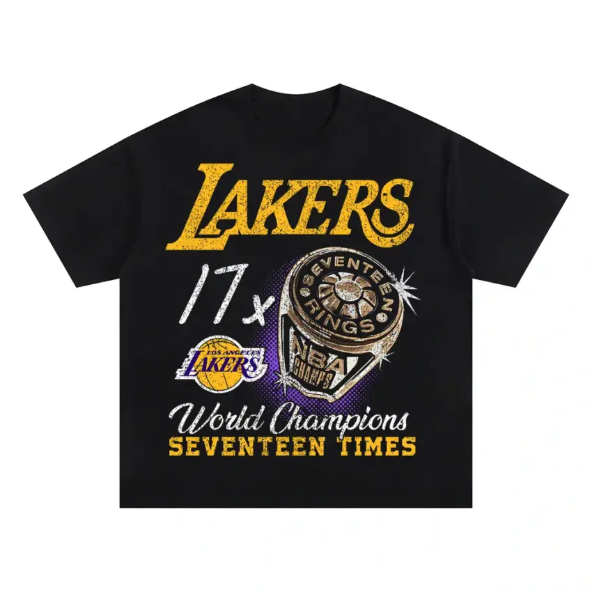 Lakers Legacy Of 17 Championships Oversized Black Graphic Tee