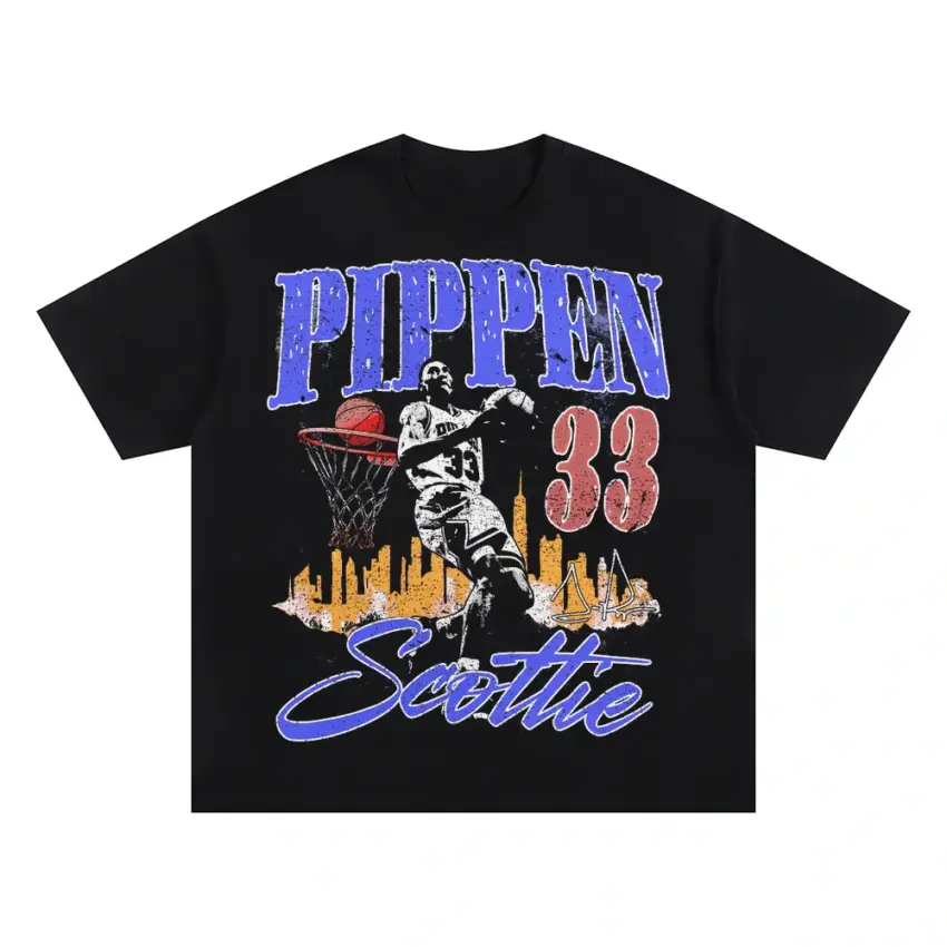Scottie Pippen Chicago And Seattle Tribute Oversized Black Graphic Tee