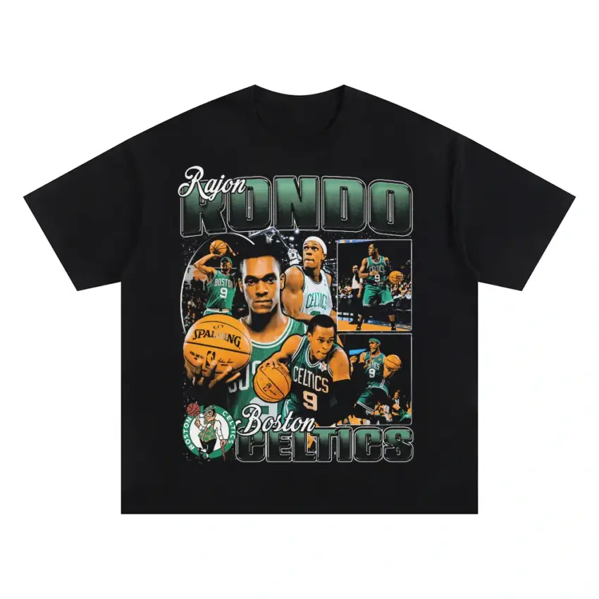 Rajon Rondo Boston Celtics Playmaker Oversized Black Graphic Tee