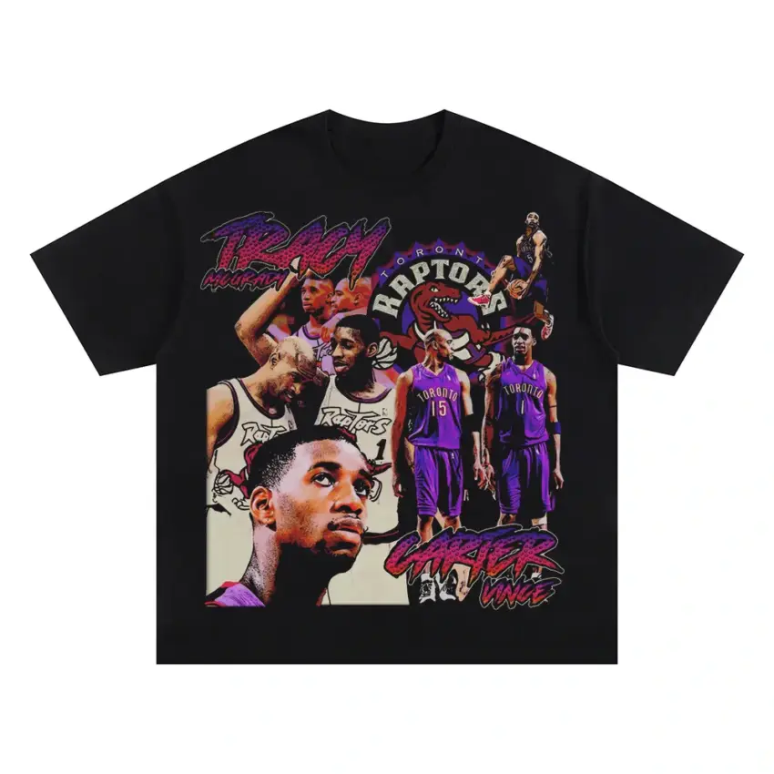 Light The Beam Oversized Black Graphic Tee
