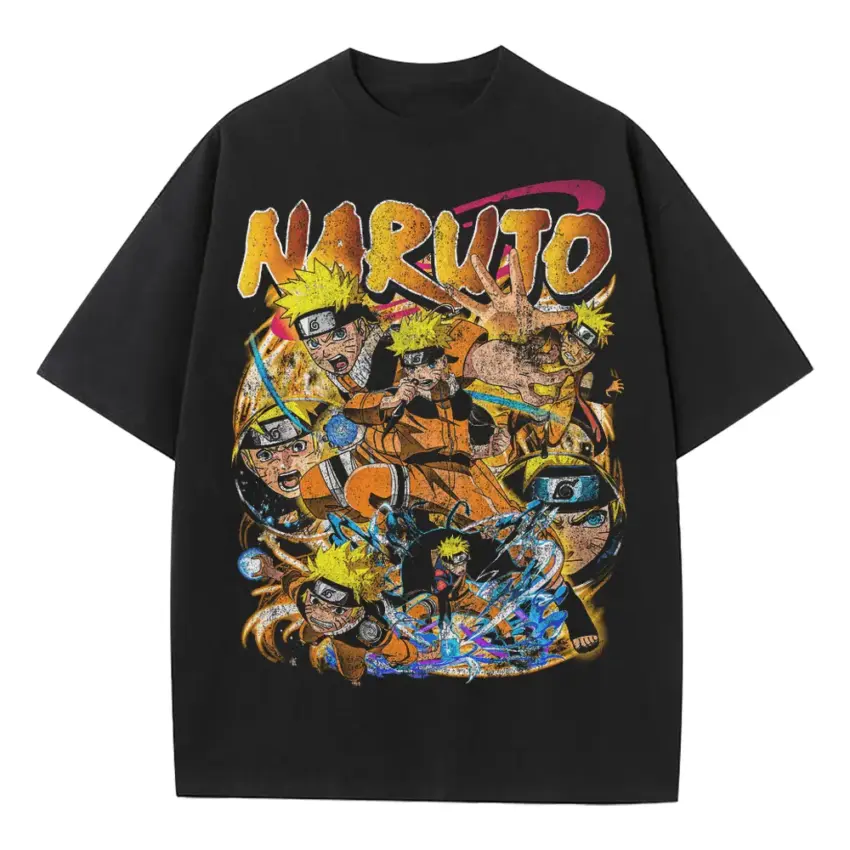 Ninja Academy Days Heavyweight Oversized Black Graphic Tee