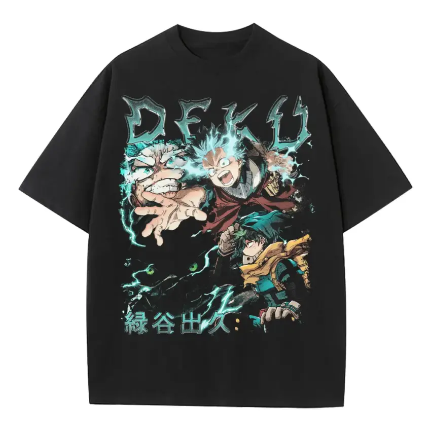 Smash For All Deku Heavyweight Oversized Black Graphic Tee