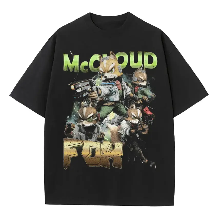 Star Fox Leader Heavyweight Oversized Black Graphic Tee