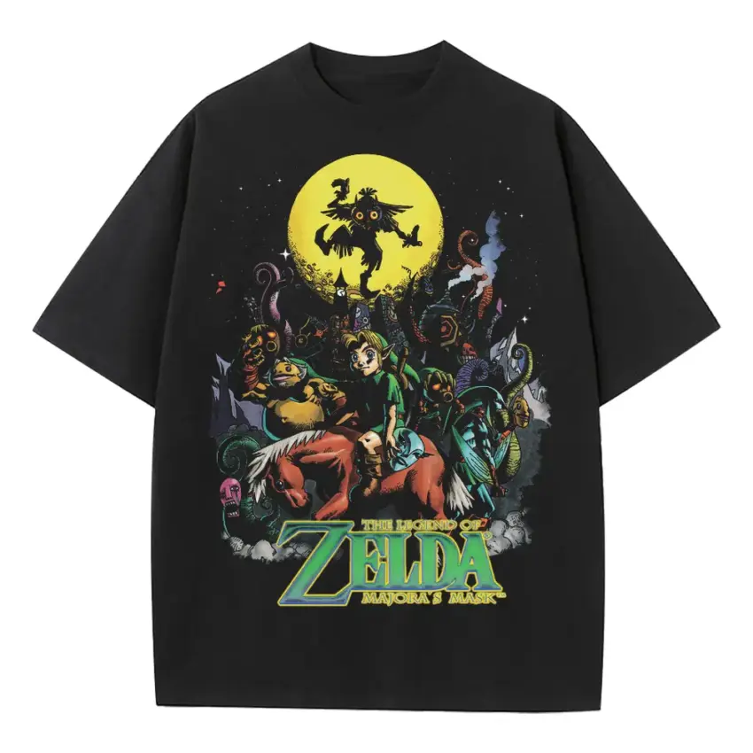 Triforce Versus Ganon Heavyweight Oversized Black Graphic Tee