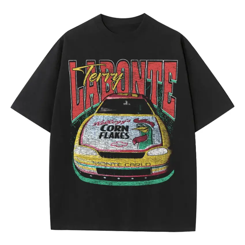 Labonte Corn Flakes Classic Heavyweight Oversized Black Graphic Tee