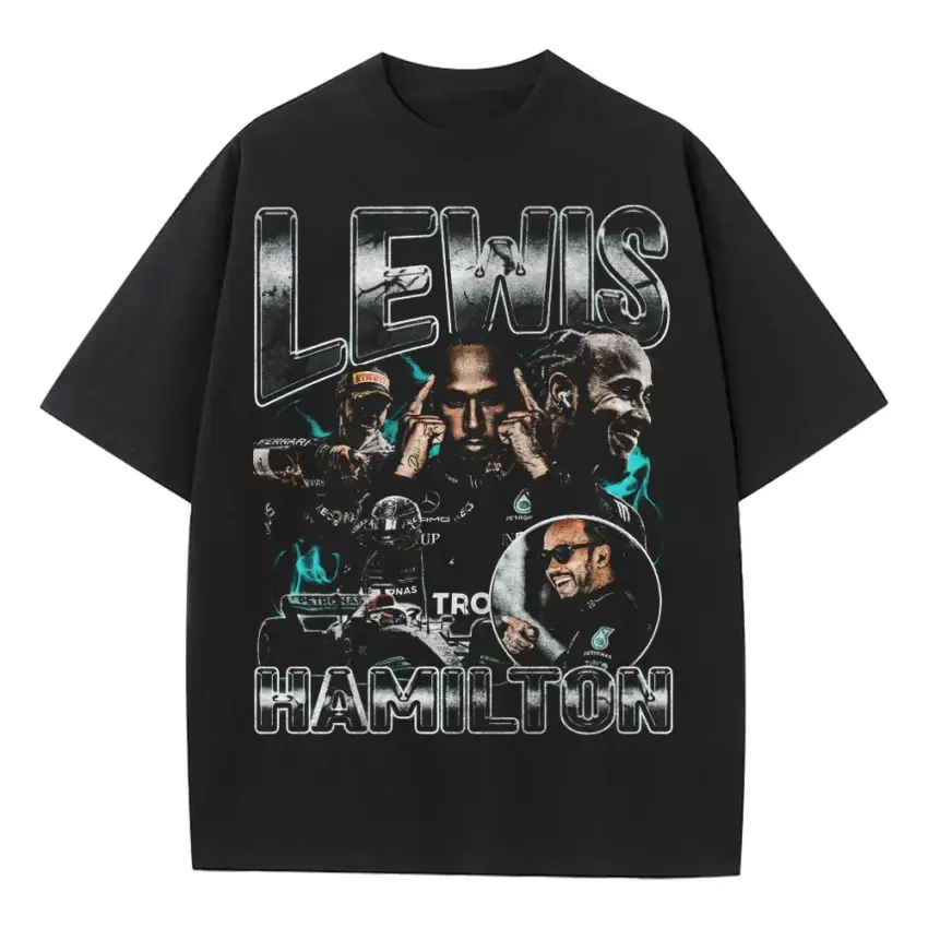 Lewis Hamilton Still We Rise Heavyweight Oversized Black Graphic Tee