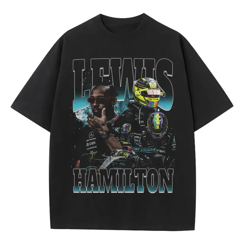 Lewis Hamilton The Icon Heavyweight Oversized Black Graphic Tee