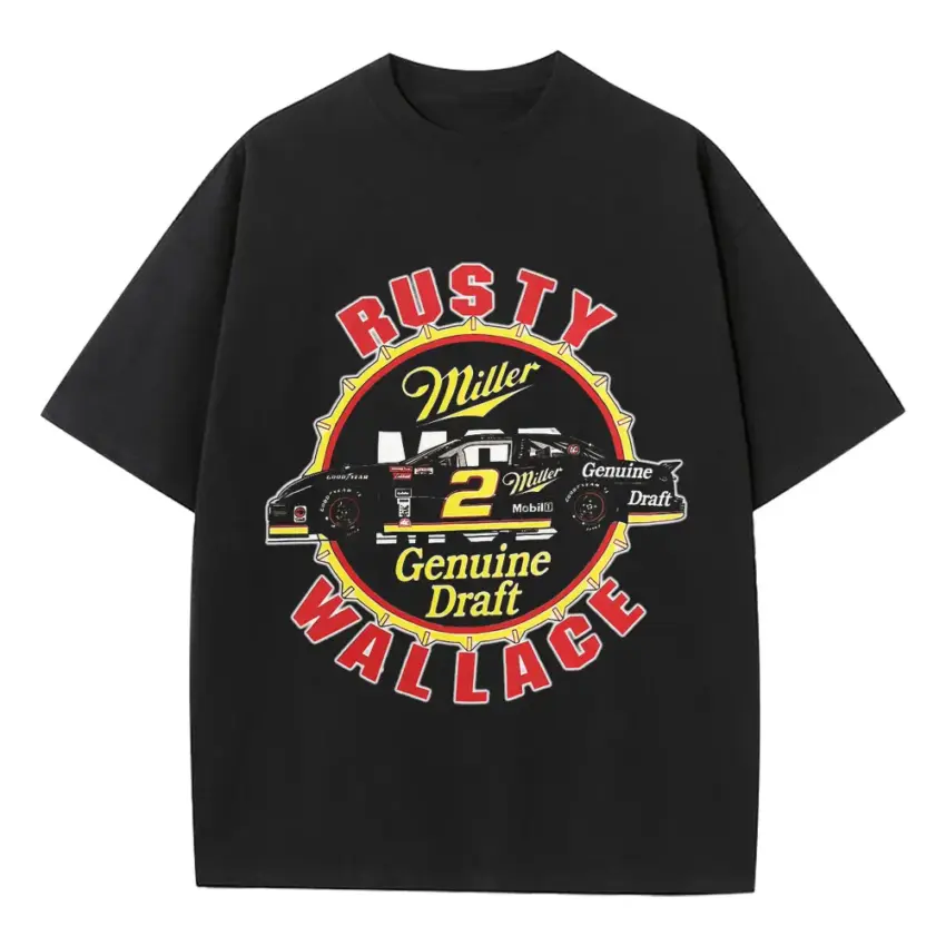 Rusty Wallace Genuine Draft Heavyweight Oversized Black Graphic Tee