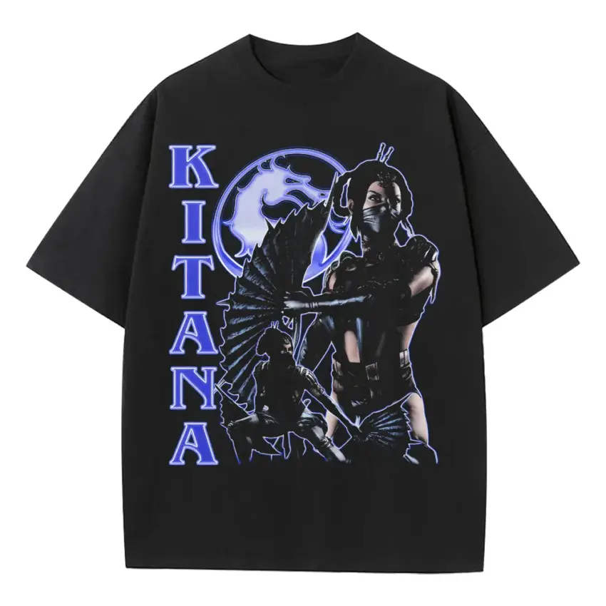 Kitana The Assassin Heavyweight Oversized Black Graphic Tee