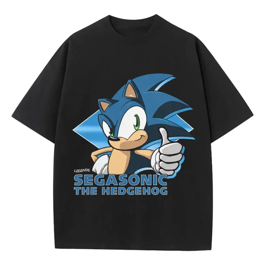 Sega Sonic The Hedgehog Heavyweight Oversized Black Graphic Tee