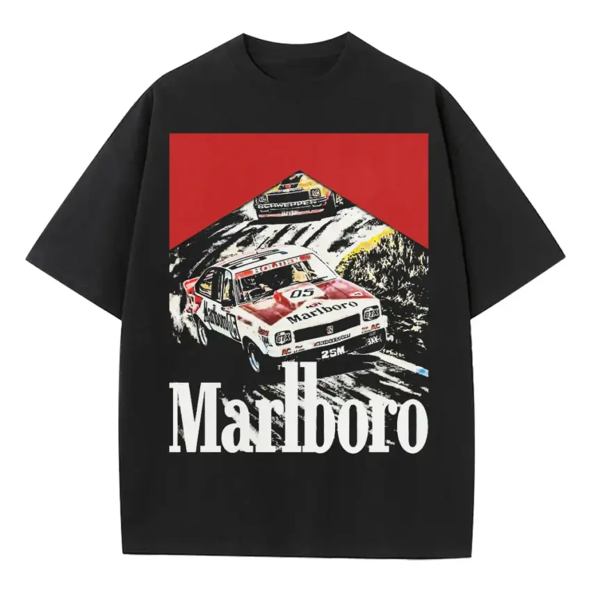 Marlboro Racing Champion Heavyweight Oversized Black Graphic Tee