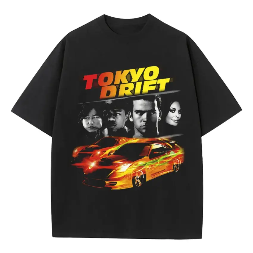 Tokyo Drift King Heavyweight Oversized Black Graphic Tee