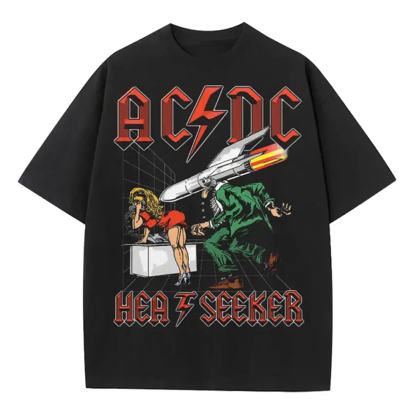 ACDC Heat Seeker Heavyweight Oversized Black Graphic Tee