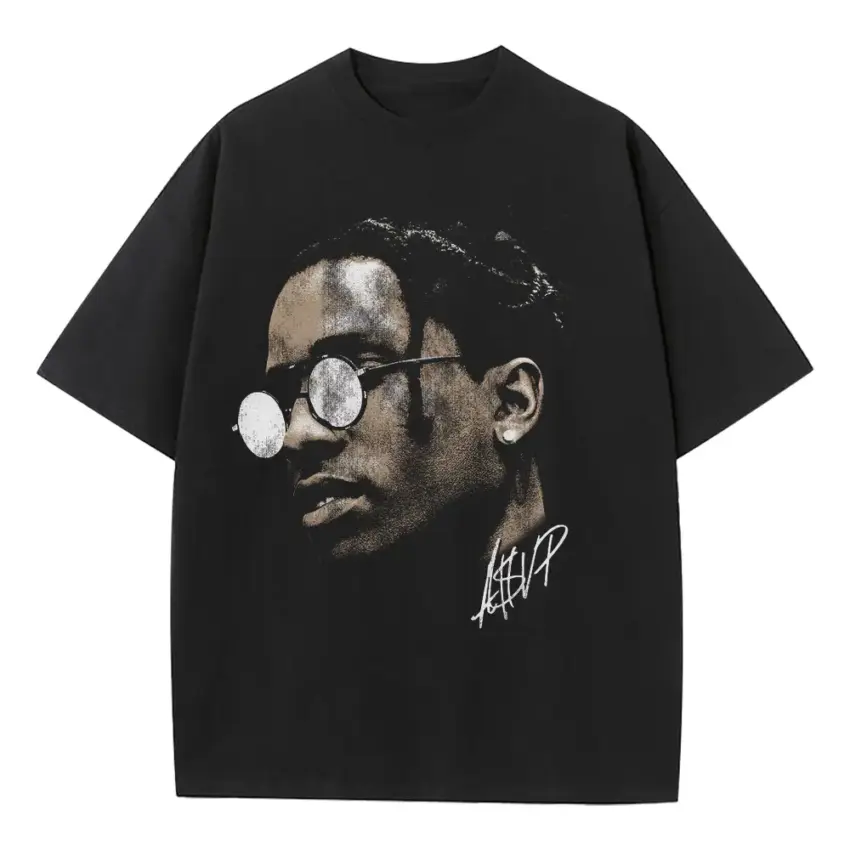 ASAP Rocky Portrait Heavyweight Oversized Black Graphic Tee