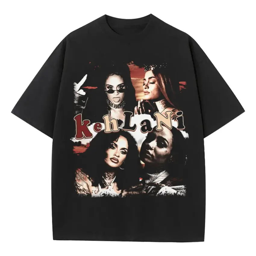 Aaliyah Tribute Collage Heavyweight Oversized Black Graphic Tee