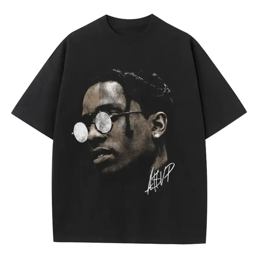 ASAP Rocky Testing Portrait Heavyweight Oversized Black Graphic Tee
