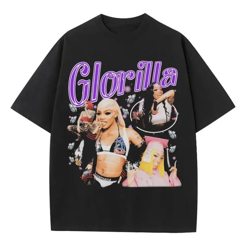 Big Glo Vibrant Collage Heavyweight Oversized Black Graphic Tee