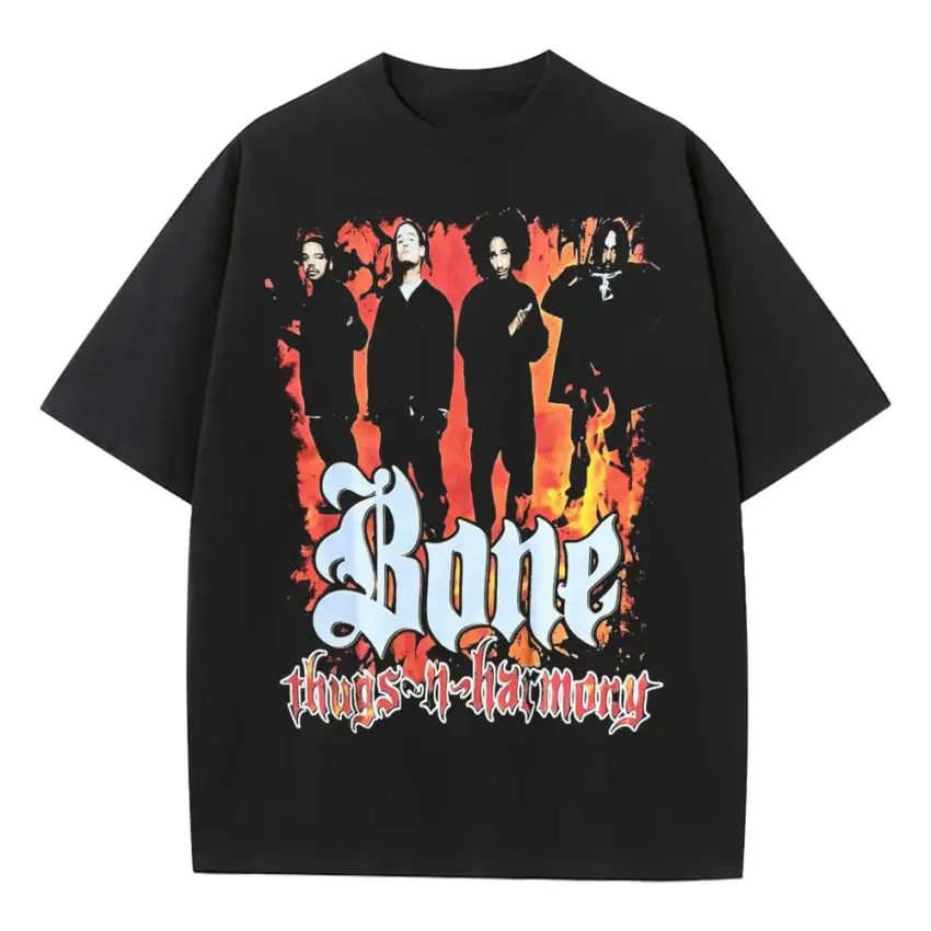 Bone Thugs N Harmony Tribute Heavyweight Oversized Black Graphic Tee