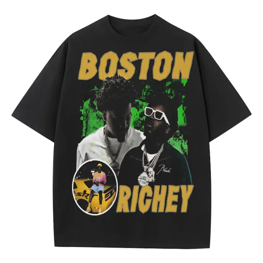 Boston Richey On The Map Heavyweight Oversized Black Graphic Tee