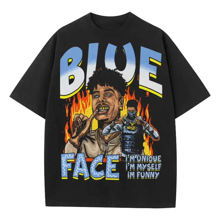Choppa Blue Face Heavyweight Oversized Black Graphic Tee