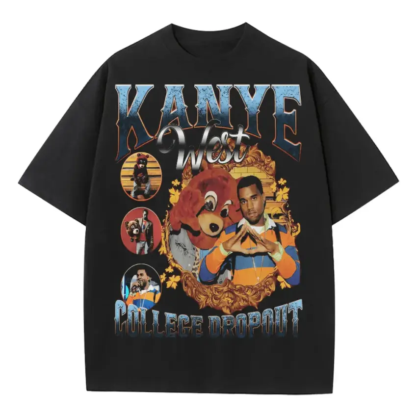 College Dropout Vibrance Heavyweight Oversized Black Graphic Tee