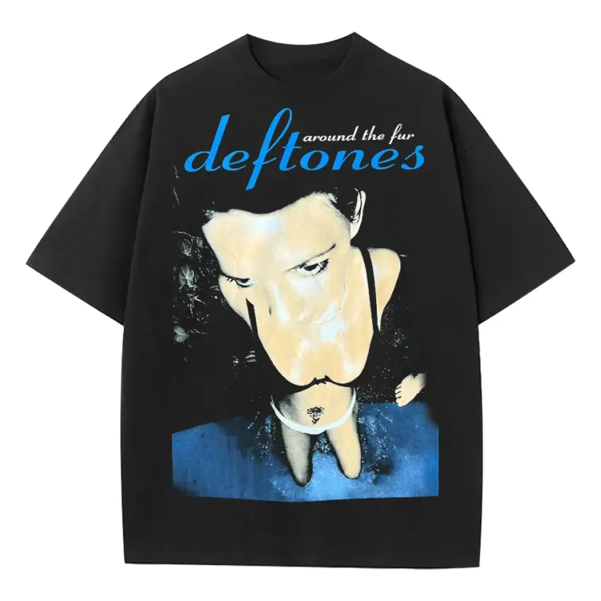 Deftones Band Portrait Heavyweight Oversized Black Graphic Tee