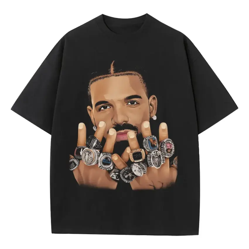 Drake The Champ Heavyweight Oversized Black Graphic Tee