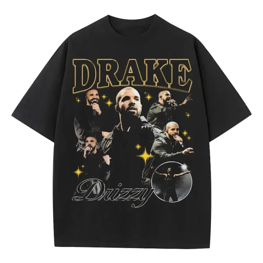 Drake Drizzy Tribute Heavyweight Oversized Black Graphic Tee