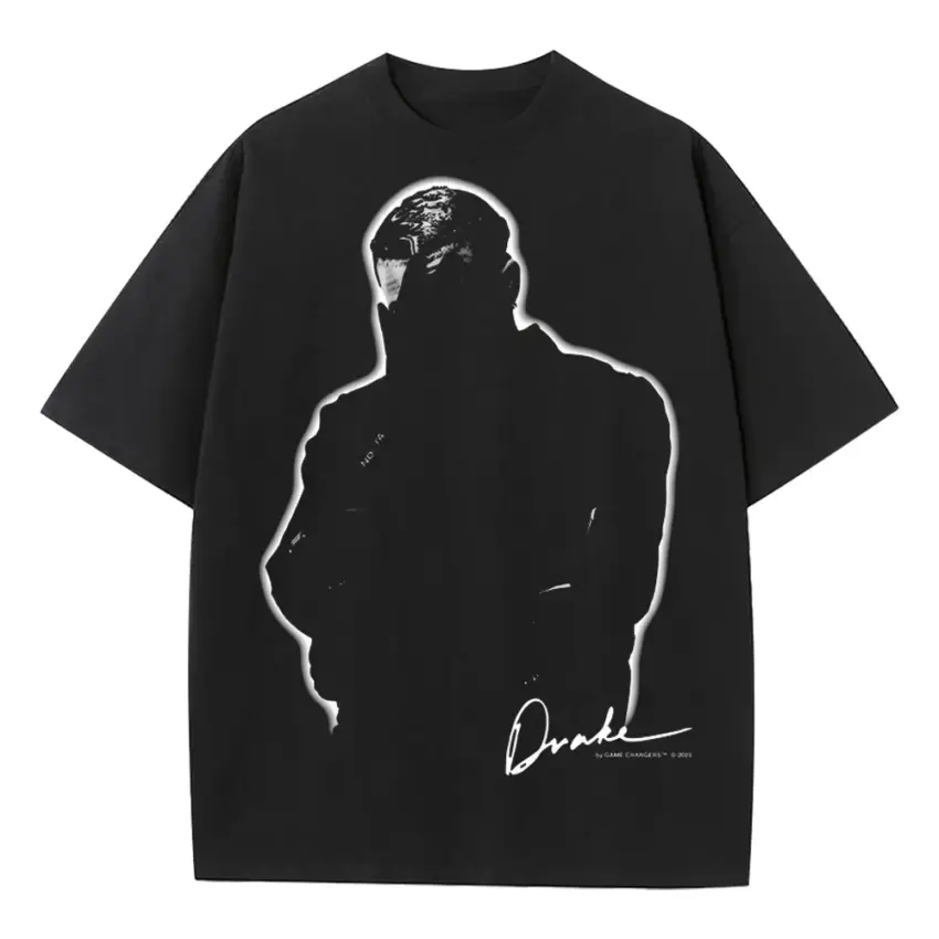 Drake Shadow Silhouette Heavyweight Oversized Black Graphic Tee