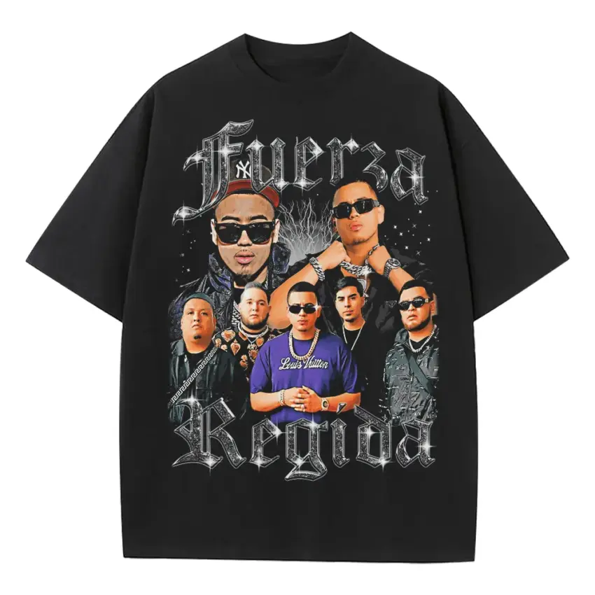 Fuerza Regida Tribute Heavyweight Oversized Black Graphic Tee