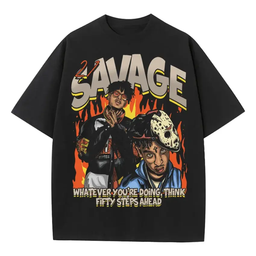 Fifty Steps Ahead Heavyweight Oversized Black Graphic Tee