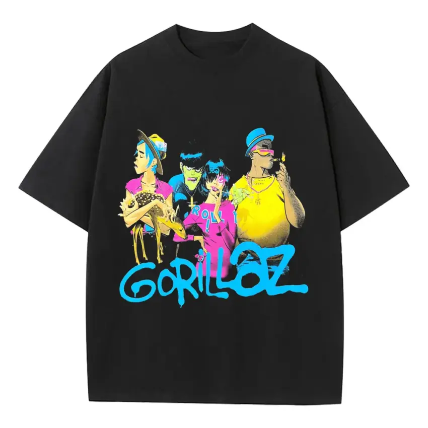 Gorillaz Cracker Island Heavyweight Oversized Black Graphic Tee