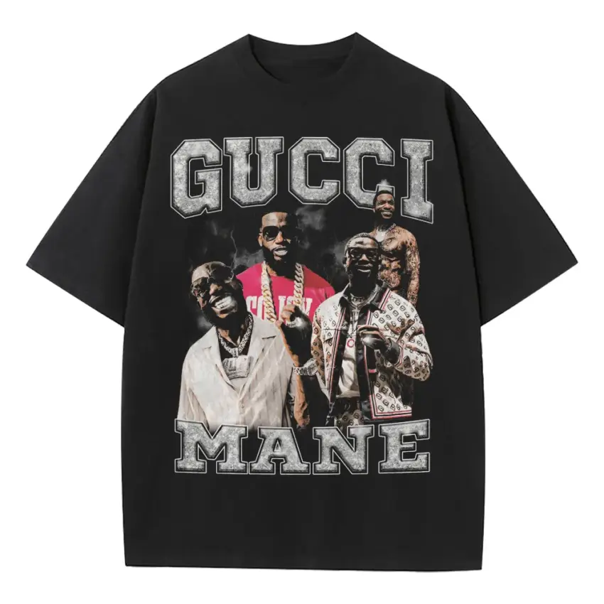 Gucci Mane Trap God Heavyweight Oversized Black Graphic Tee
