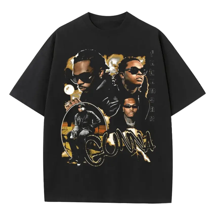Gunna And Lil Baby Drip Too Hard Heavyweight Oversized Black Graphic Tee