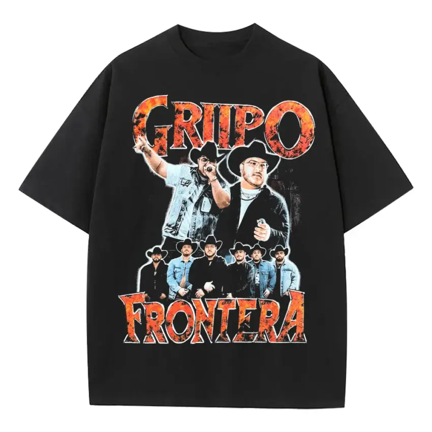 Grupo Frontera No Se Va Heavyweight Oversized Black Graphic Tee