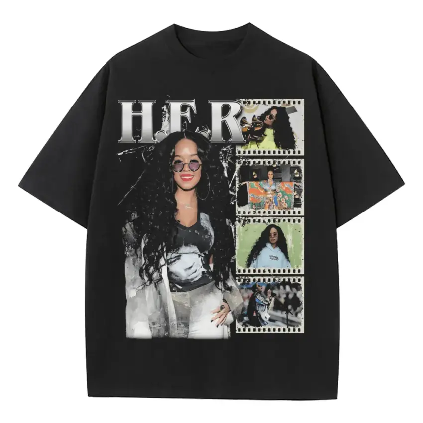 HER Back Of My Mind Heavyweight Oversized Black Graphic Tee