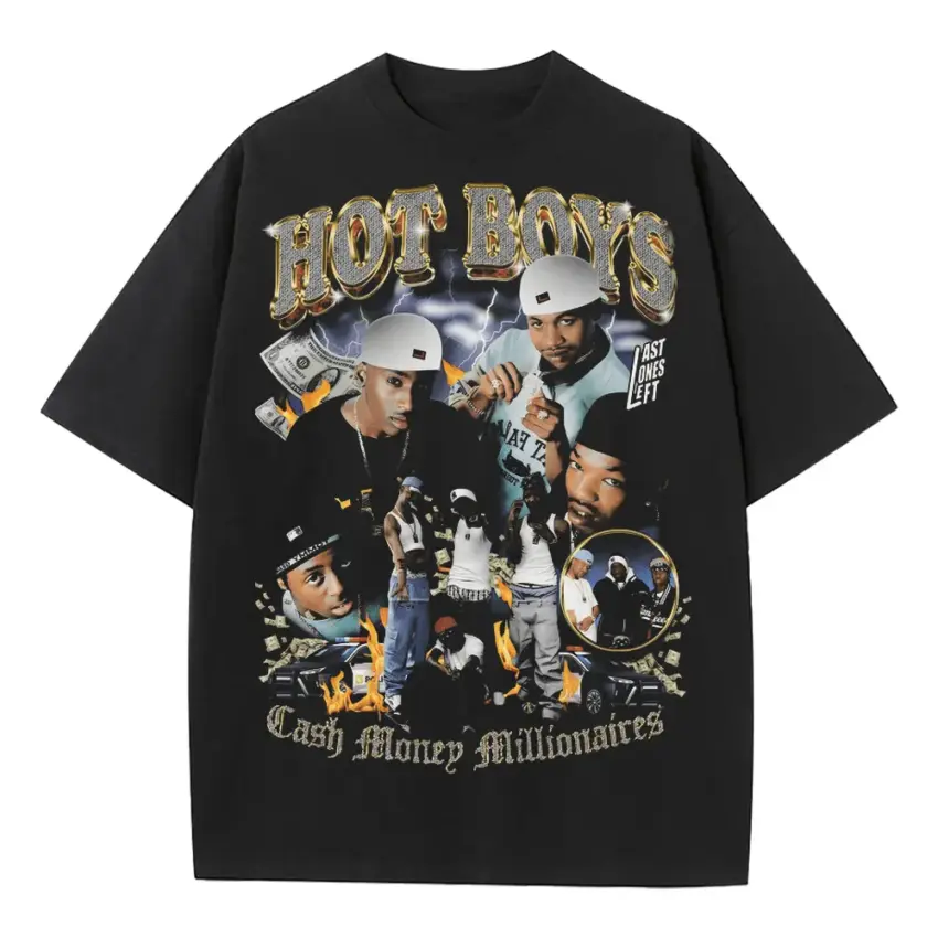 Hot Boys Cash Money Millionaires Heavyweight Oversized Black Graphic Tee