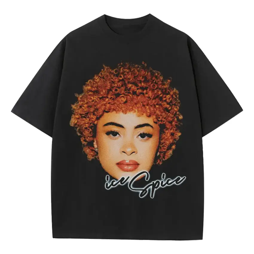 Ice Spice Munch Queen Heavyweight Oversized Black Graphic Tee