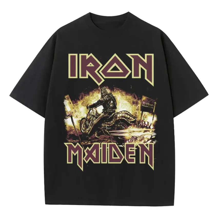 Iron Maiden Tour Art Heavyweight Oversized Black Graphic Tee