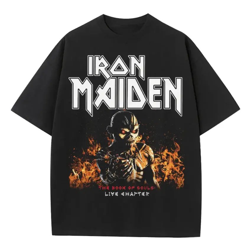 Iron Maiden Live After Death Heavyweight Oversized Black Graphic Tee
