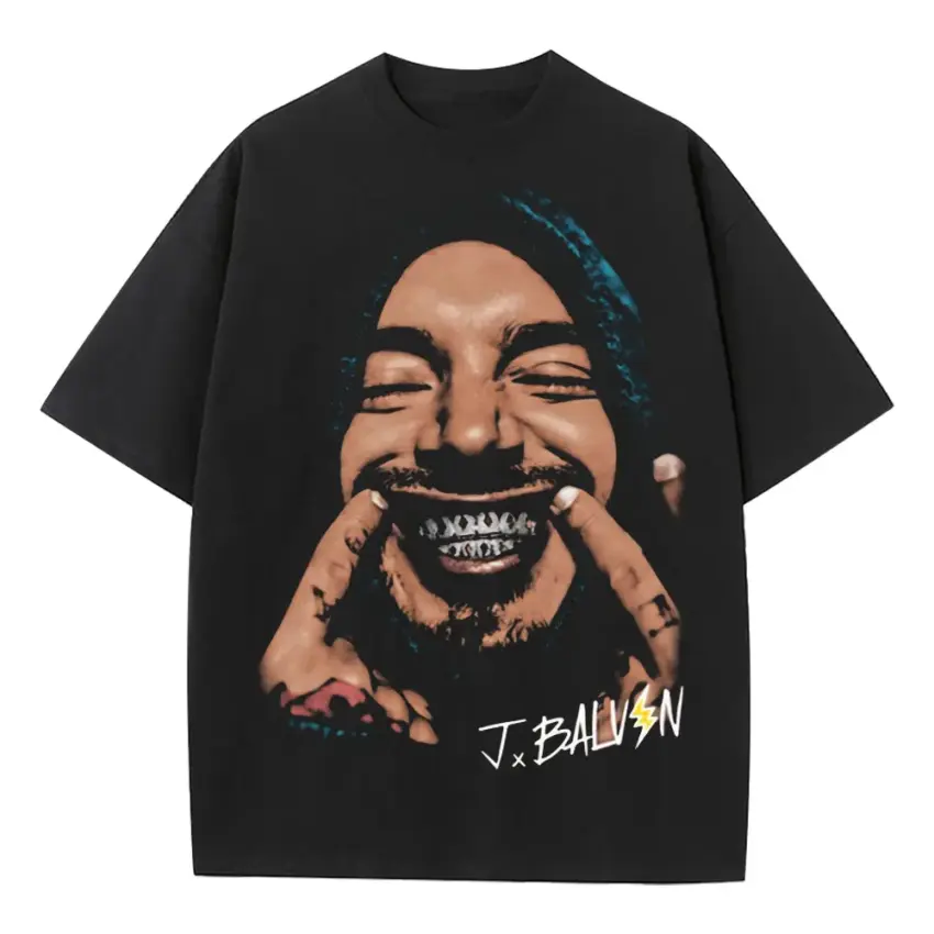 J Balvin Colores Vibras Heavyweight Oversized Black Graphic Tee